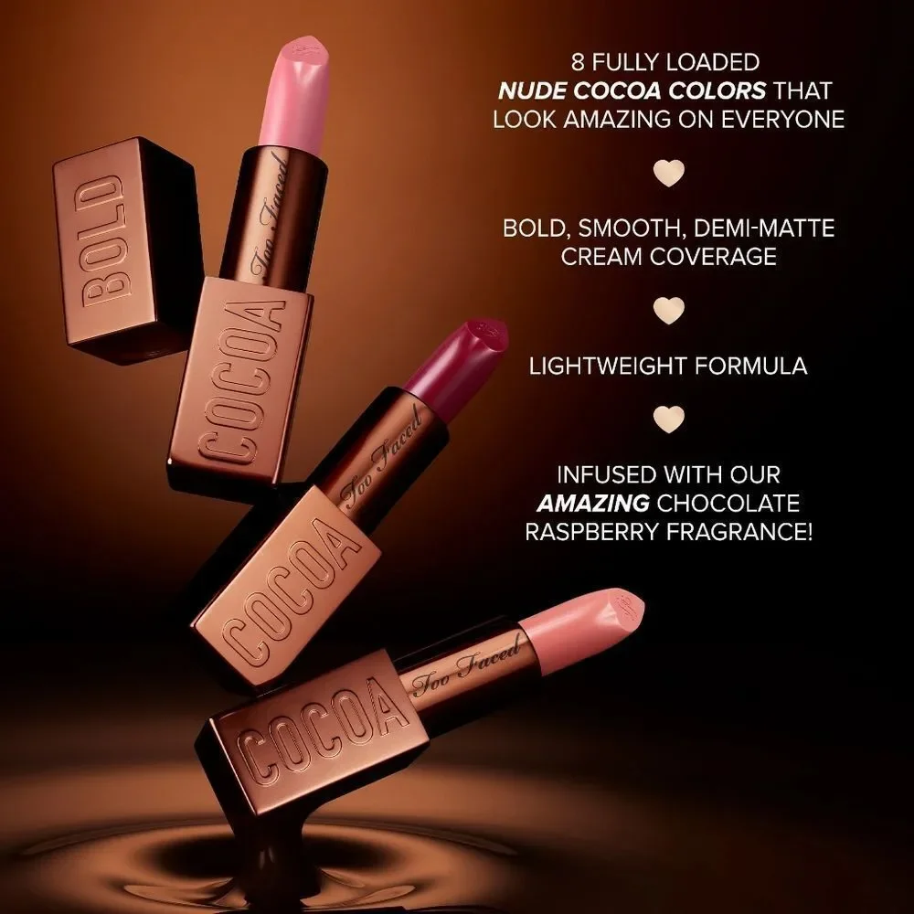 Too Faced Ganache Cocoa Bold Lipstick- Rosy Terracotta Nude